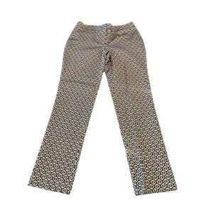 Chico's Women's Floral Jacquard Slim Straight Trouser Pants Black Gold Sz 000/XS